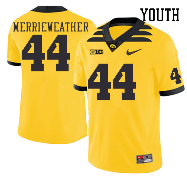 Youth #44 Kenneth Merrieweather Iowa Hawkeyes College Football Jerseys Stitched Sale-Gold - Click Image to Close